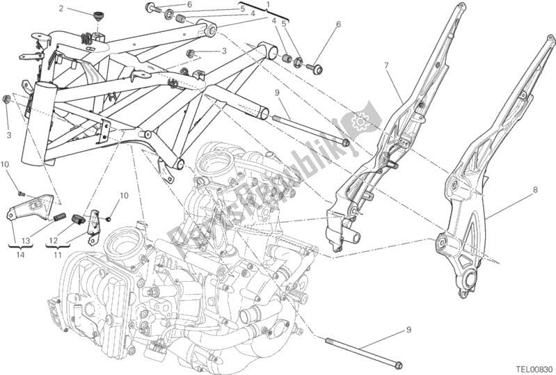 Todas as partes de Quadro, Armação do Ducati Diavel FL 1200 2017